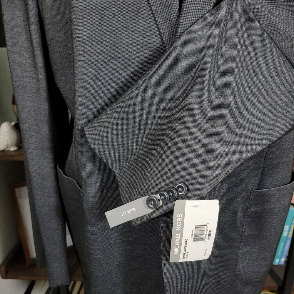 Michael Kors KIMBLE Men's Unstructured Blazer Charcoal Size‎ 52R SLIM FIT NEW